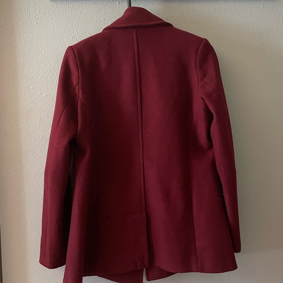 Burgandy Double Breasted Peacoat - Picture 2 of 3